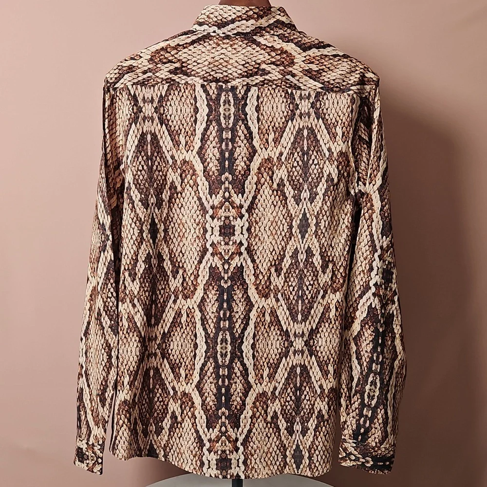 ASOS Brown Snake Print Shirt - Picture 2 of 6